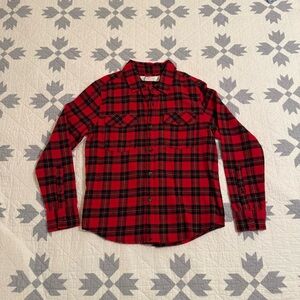 NWT Scene & Heard Boys Button Up Shirt Red Plaid 10/12 Med Cotton Soft Flannel